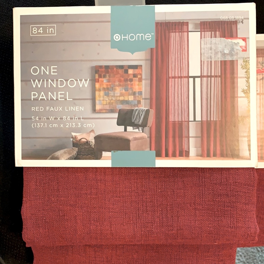 RED FAUX LINEN light filtering sheers NWT